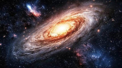 Wall Mural - a stunning abstract cosmic scene with swirling galaxies and vibrant nebula clouds merging together