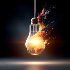 Fototapete - Light Bulb Explosion: A Visual Representation of Innovation and Creative Energy Unleashed with Vivid Colors and Dynamic Motion