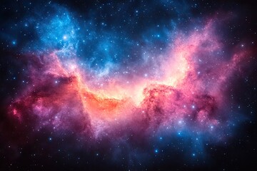 Wall Mural - a colorful cosmic nebula glows with pinks, blues, and oranges against a star-filled deep space backd