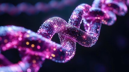 Wall Mural - glowing purple chain link. futuristic, digital concept, abstract, connection, and technology design