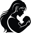 © fatimatz - Silhouette Mother Holding Baby in Arms on Transparent Background Design