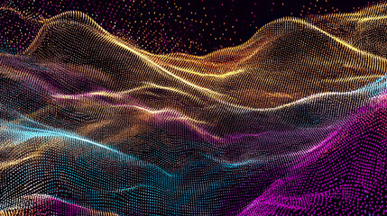 Wall Mural - A colorful, abstract image of a mountain range with a purple