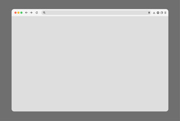 Fototapete - Browser window set with toolbar, search bar, and drop shadow on transparent background. Ideal for UI showcases and web design mockups. Vector illustration.