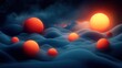 © novitasary - Surreal Sunset Landscape with Glowing Spheres