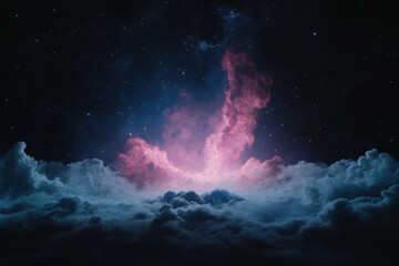 Wall Mural - A dark sky with a pink cloud in the middle