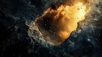 Wall Mural - A dramatic close-up of a volcanic crater with bubbling magma.