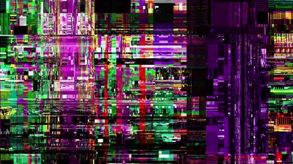 Aufkleber - Video screen damage glitch distortion background, abstract noise effect. 4K seamless looping, computer digitally generated animation.