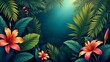 © NeoDesign Hub - Lush tropical paradise with vibrant orange lilies and rich green foliage dark teal background