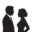 © shahariea - Flat design couple arguing silhouette white background.