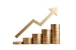 © NUSRAT - Gold coins and a growth arrow on a financial graph illustrate business investment success.