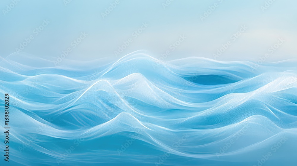 Abstract blue background with dynamic white wave lines and smooth ...