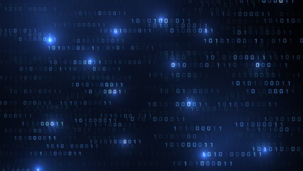 Wall Mural - vector digital code rain in a matrix inspired futuristic style. high-tech backdrop with glowing bina