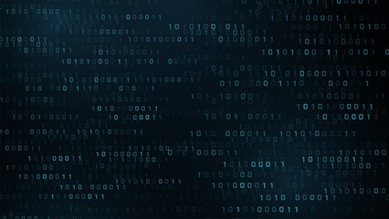 Wall Mural - vector digital code rain in a matrix inspired futuristic style. high-tech backdrop with glowing bina