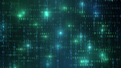 Wall Mural - vector digital code rain in a matrix inspired futuristic style. high-tech backdrop with glowing bina