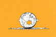 © CarloSanchezPereyra - Globe melting into toxic puddle with hazard sign. AI-generated visual metaphor for climate emergency, rising temperatures, ecological decay and global warming in symbolic art.