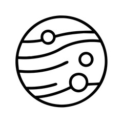 Wall Mural - outline illustration of jupiter planet with moons and stripes for graphic design