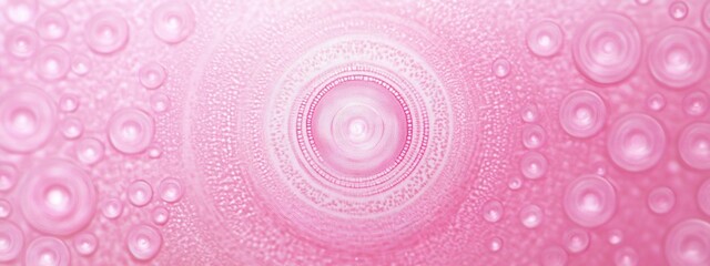 Wall Mural - pink abstract background with water drops and concentric circles.