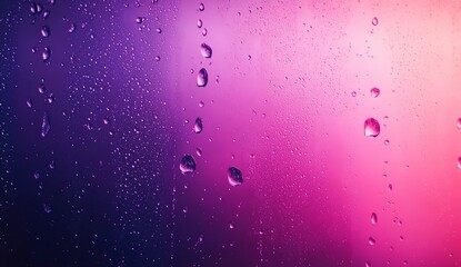 Wall Mural - abstract image of water droplets on glass with purple and pink background.