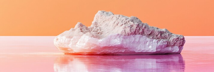 Wall Mural - abstract pink and orange rock formation reflecting on a shiny surface.