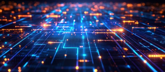 Wall Mural - digital network data flow, glowing lines, abstract tech background, website banner