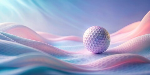 Poster - Pastel Dreamscape A Single Golf Ball Rests on Undulating, Textured Surface with Soft Light