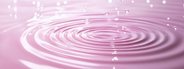Wall Mural - pink liquid with concentric ripples and falling drops.