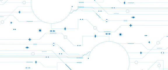 Fototapete - Technology blue circuit diagram concept. Vector abstract technology on white background.