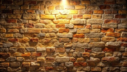 Aufkleber - Illuminated Rustic Brick Wall Texture A Background Image of Aged Brickwork with Warm Lighting
