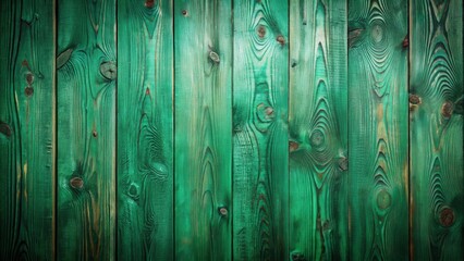 Aufkleber - Rich Emerald Green Wooden Planks Background Texture Featuring Vertical Grain