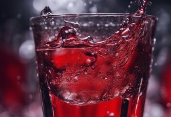 Wall Mural - drink water surface texture close glass red space focus macro drop text droplets background selectiv