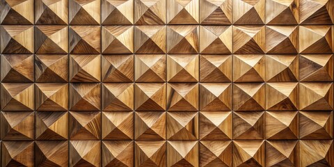 Poster - Intricate Wooden Geometric Pattern A Seamless Texture of Interlocking Triangular Blocks in Rich Brown Hues