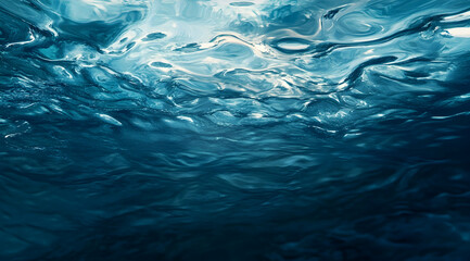 Wall Mural - abstract blue dark water background: a painting of deep blue water with abstract shapes and textures