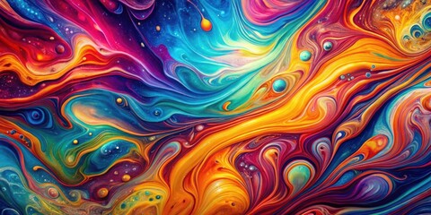 Poster - Abstract Swirling Vibrant Hues of Color in Fluid Motion, Creating a Cosmic-like Visual Tapestry