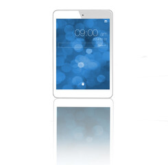 Wall Mural - tablet, screen and digital ui in studio isolated on a white background mockup space. technology, loc