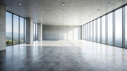 Aufkleber - Vast Modern Office Space with Expansive Panoramic Windows and Polished Concrete Floors
