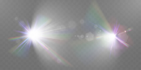 Aufkleber - Glowing light effects with transparency, lens flare, radiant beams, starbursts, and luminous sparkles for overlays and design.
