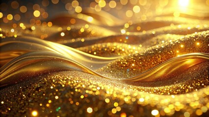 Aufkleber - Golden Waves of Shimmering Glitter and Luxurious Texture
