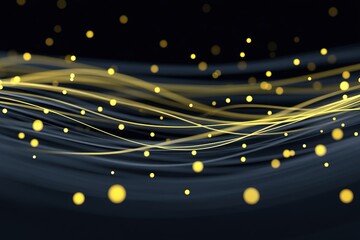 Wall Mural - flowing waves of golden light particles create an abstract background for digital designs