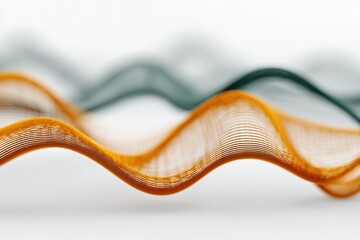 Wall Mural - abstract design featuring wavy lines in orange and green colors on a white background showcasing dep