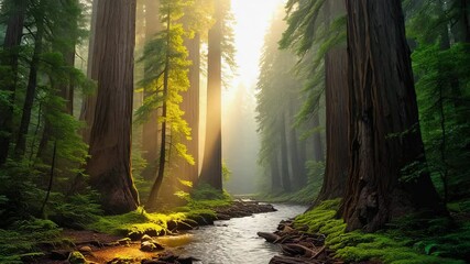Fototapete - sun rays in the forest