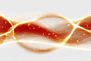 Wall Mural - dynamic flow of glowing patterns in red and gold colors creates a captivating visual effect illustra