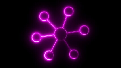 Network diagram, social connections, glowing neon lines, central figure, radiating connections, business networking digital networking interface connection system animation.