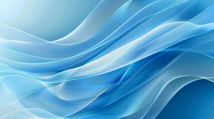 Fototapete - A soft blue background with wavy curves, offering an elegant, artistic design ideal for display banners, presentations, and professional projects.

