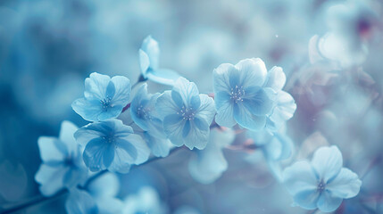 Poster - A soft blue background adorned with delicate flowers, creating an elegant, artistic wallpaper perfect for creative projects and digital designs.


