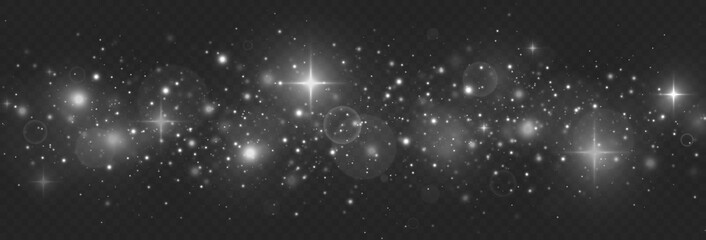 Wall Mural - sparkling magic dust particles. christmas light concept. luminous dust effect on transparent backgro
