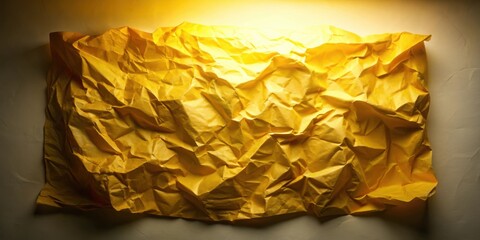Fototapete - Illuminated Crumpled Yellow Paper Texture Abstract Background for Design