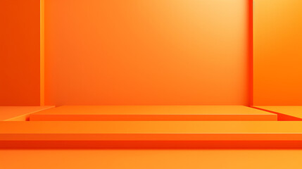 Poster - A vibrant orange background with a simple void, perfect for an empty stage setup, display presentations, and minimalist architecture-themed decoration or wallpaper designs.

