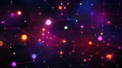 Aufkleber - Geometric shapes on a dark, black background with neon glow, ideal for futuristic tech displays.

