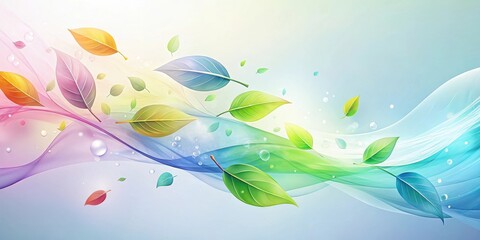 Aufkleber - Vibrant Colorful Leaves Dancing on Abstract Wavy Background