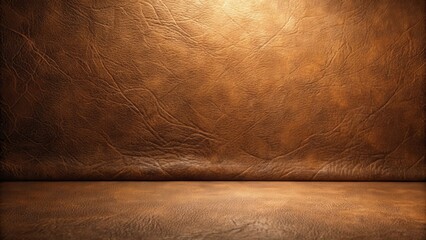 Aufkleber - Illuminated Brown Leather Texture Background Featuring a Subtle Gradient and a Smooth Floor Section Ideal for Product Displays or Design Projects